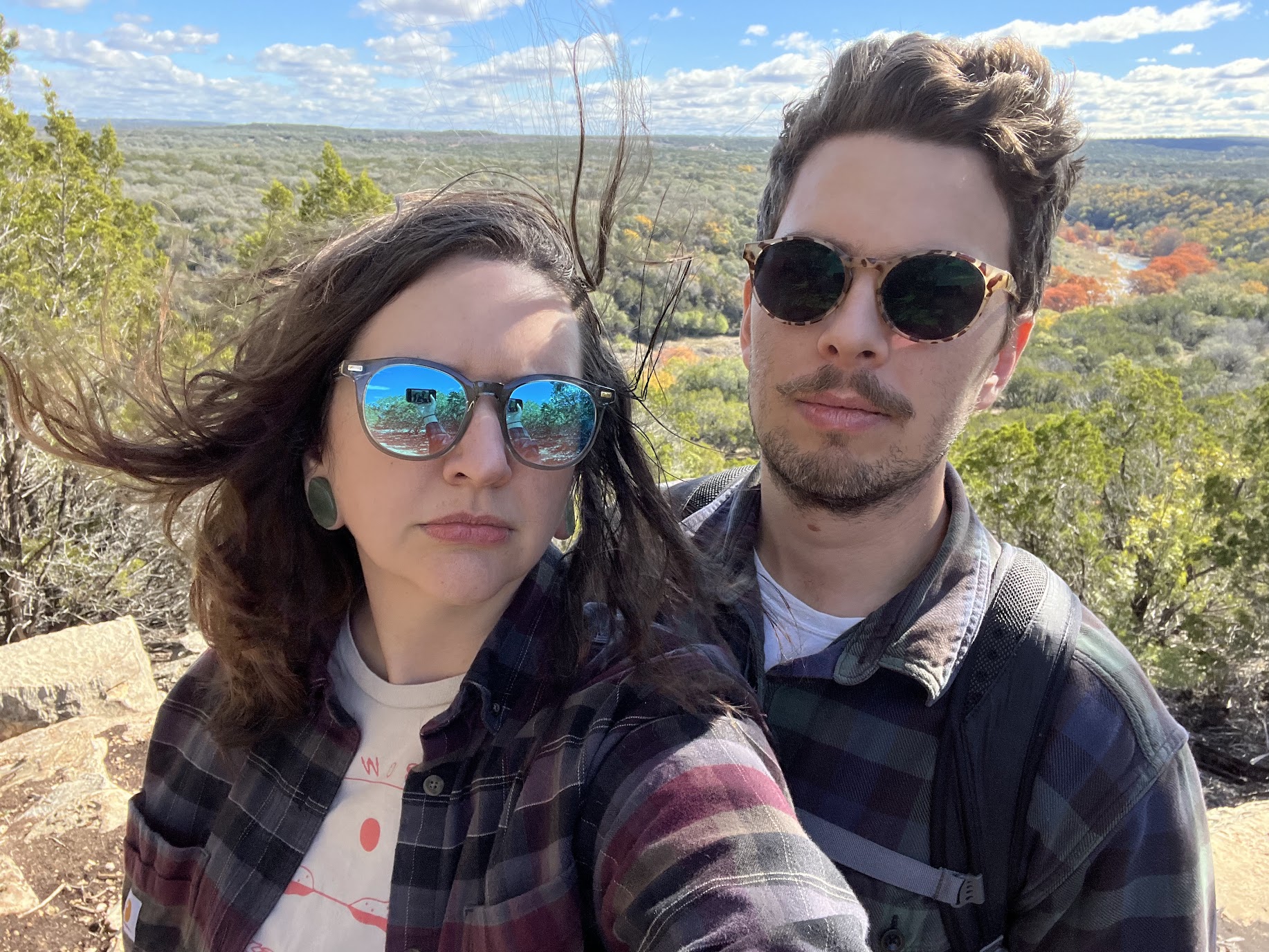 Jason and Ashley on a hike in the hill country