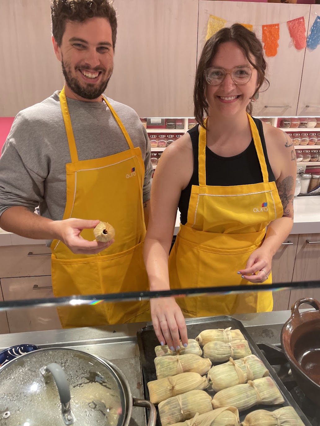 Jason and Ashley making tamales